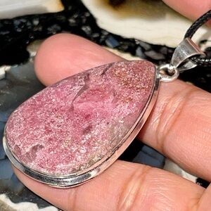 “The Stone of Love” Rhodonite Pendant 2”